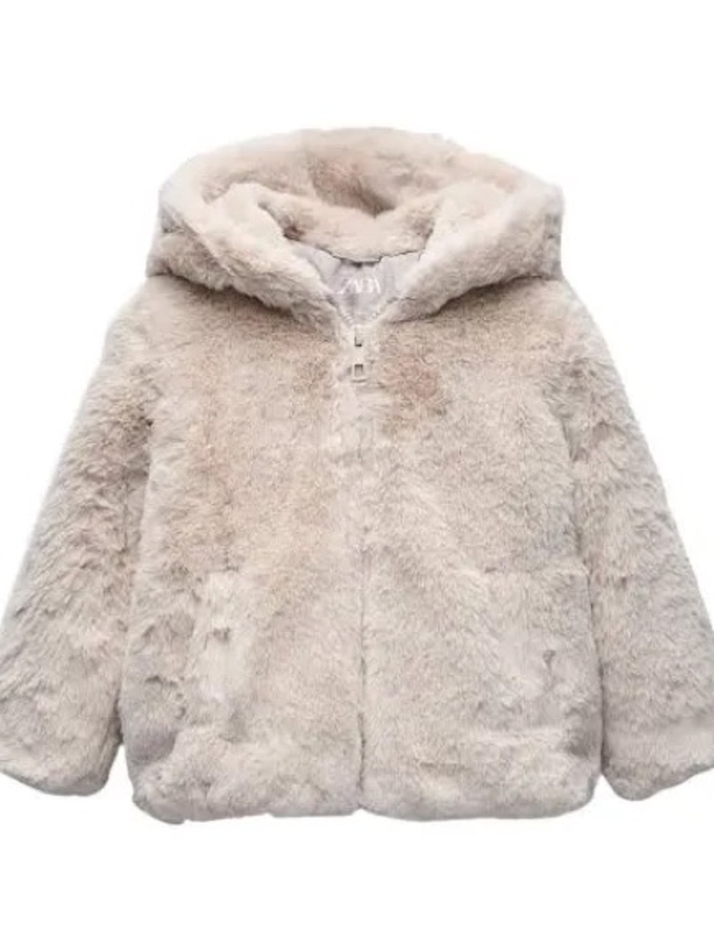 Zara Cream Faux Fur Hooded Puffer Kids Jacket Size 18 months